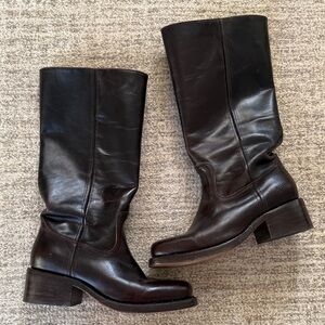 Frye Campus 14L Dark Brown Leather Heeled Boots